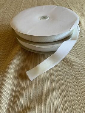 1” Wide 55yd Sew On White Hook and Loop Fastener Tape Roll For $55